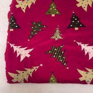 Christmas Throw Blanket Double Thick Fleece Velour 58" x 54" Excellent Condition